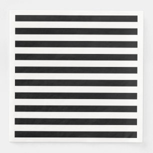 Serviettes En Papier Rayures horizontales noires
