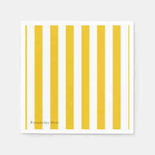 Serviettes En Papier Rayures jaunes et blanches modernes personnalisées