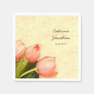 Serviettes En Papier Réception de mariage rose tulipes