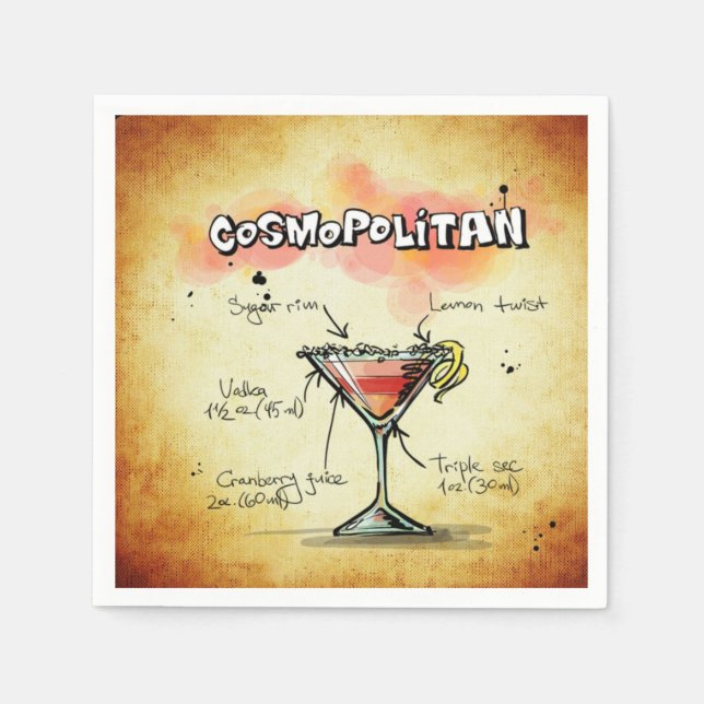 Serviettes En Papier Recette Cosmopolitan Bartender Drink (Devant)