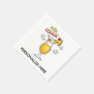 SERVIETTES EN PAPIER - RECETTE DE PINA COLADA COCK