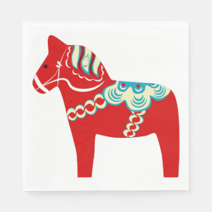 Serviettes en papier Red Dala Horse