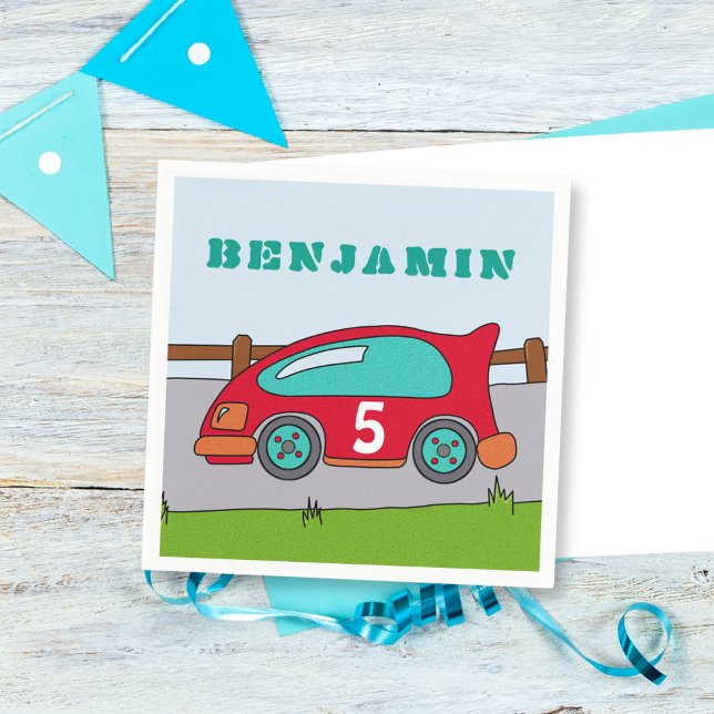 Serviettes En Papier Red Racing Voiture fête d'anniversaire (Créateur téléchargé)