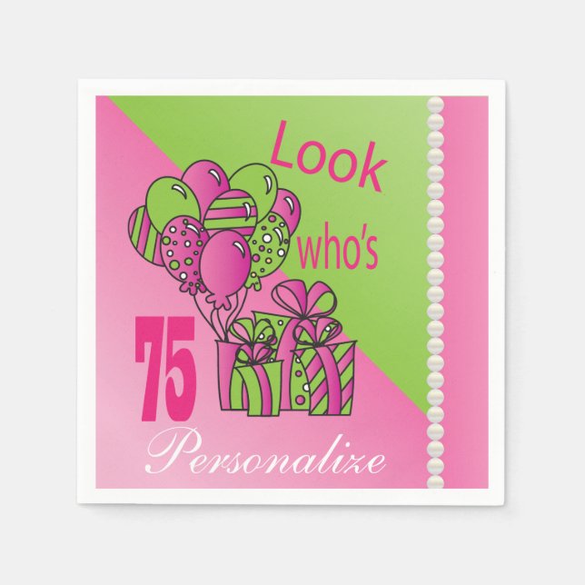 Serviettes En Papier Regardez qui a 75 ans | Anniversaire 75 ans (Devant)