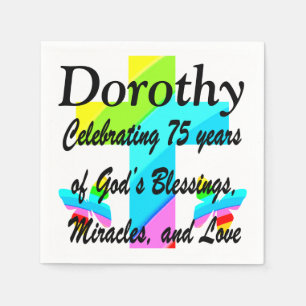 SERVIETTES EN PAPIER RELIGIEUX PERSONNALISÉS 75E ANNIVERSAIRE NAPKINS