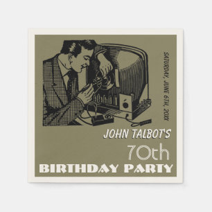 Serviettes En Papier Réparateur TV vintage 70e anniversaire Party P Nap