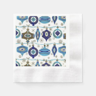 Serviettes En Papier Retro Christmas,Blue and White Paper Napkins