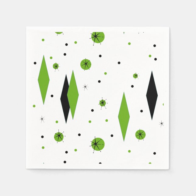 Serviettes en papier Retro Diamants verts et Starb (Devant)