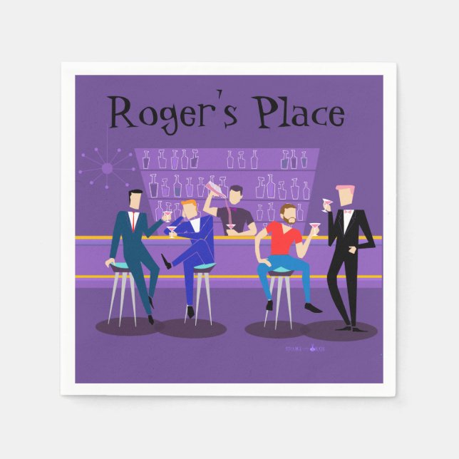 Serviettes En Papier Retro Gay Bar Cocktail Napins (Devant)