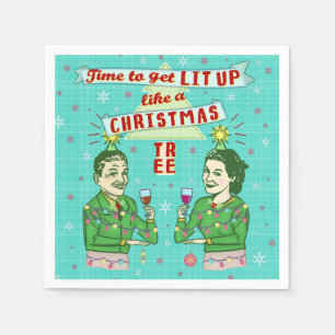 Serviettes En Papier Rétros vacances potables adultes de fête de Noë