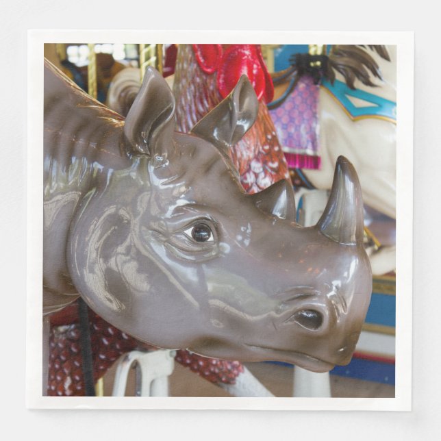 Serviettes En Papier Rhinoceros Carousel Ride sur Merry-Go-Round (Devant)