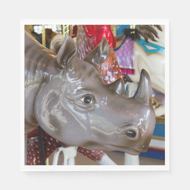 Serviettes En Papier Rhinoceros Carousel Ride sur Merry-Go-Round (Devant)
