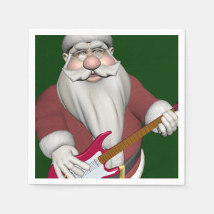 Serviettes En Papier Rock Star Père Noël avec guitare électrique rou