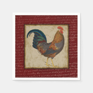 Serviettes En Papier Rooster rouge