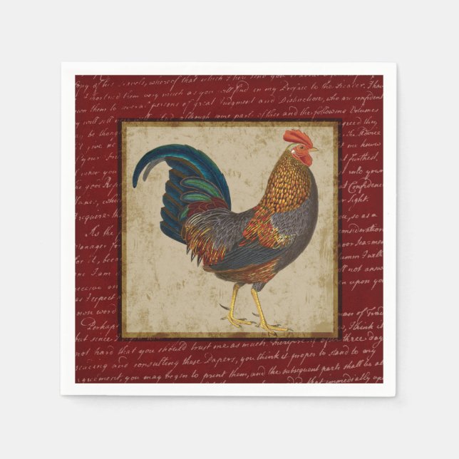 Serviettes En Papier Rooster rouge (Devant)
