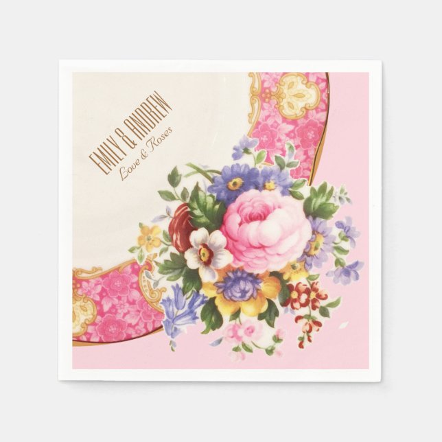 Serviettes En Papier Rose anglais victorien Garden Party Napkins (Devant)