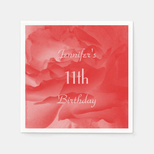 Serviettes En Papier Rose de corail de rose, 11ème fête d'anniversair