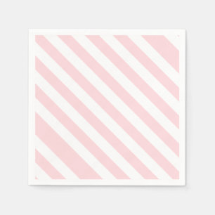 Serviettes en papier rose et blanc rayure diagonal