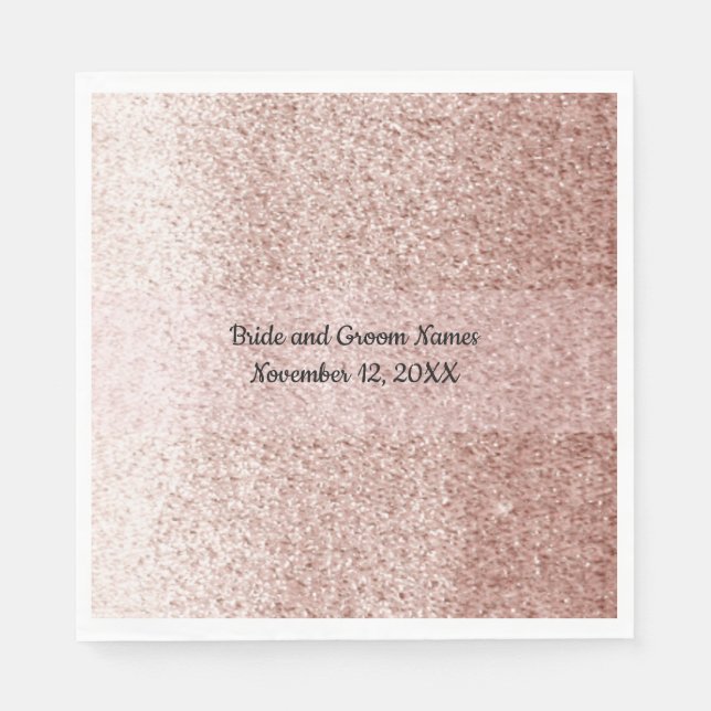 Serviettes En Papier Rose Gold Faux Parties scintillant Pink Band (Devant)