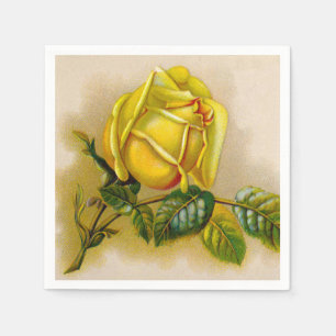 Serviettes En Papier Rose jaune Antique Vintage Imprimer Art