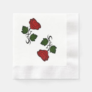 Serviettes En Papier Rose rouge Kiss002