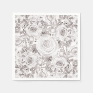 Serviettes En Papier Roses Blanches Rustiques Élégantes de Mariage d'Hi