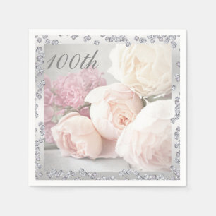 Serviettes En Papier Roses romantiques et serviette d'anniversaire de