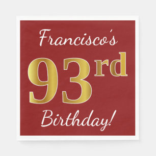 Serviettes En Papier Rouge, anniversaire d'or de Faux