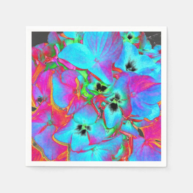Serviettes En Papier Rouge rose bleu violet fleuri fleuri coloré (Devant)