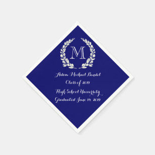 Serviettes En Papier Royal Blue Custom Monogram Graduation Napkins