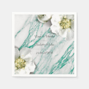 Serviettes En Papier Royal Personnalisé Marbre Floral Tiffany Blanc