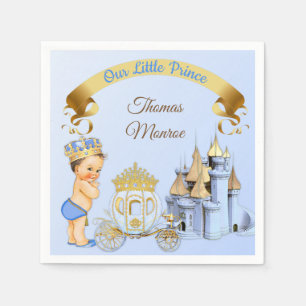Serviettes En Papier Royal Prince Castle Carriage Blue Gold Boy