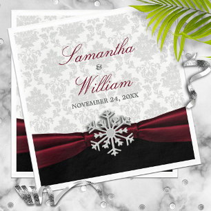 Serviettes En Papier Ruban de Bourgogne Mariage d'hiver
