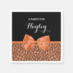 Serviettes En Papier Ruban de ruban noir de jaguar noir Girl Orange por