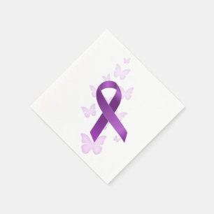 Serviettes En Papier Ruban de sensibilisation au pourpre