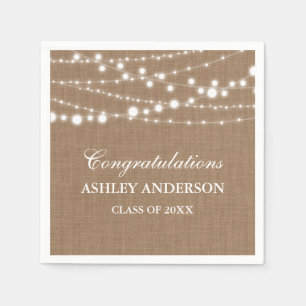 Serviettes En Papier Rustic Burlap Lights Graduation Party