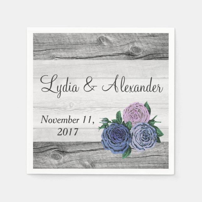 Serviettes En Papier Rustic Country Roses Barn Mariage de bois (Devant)