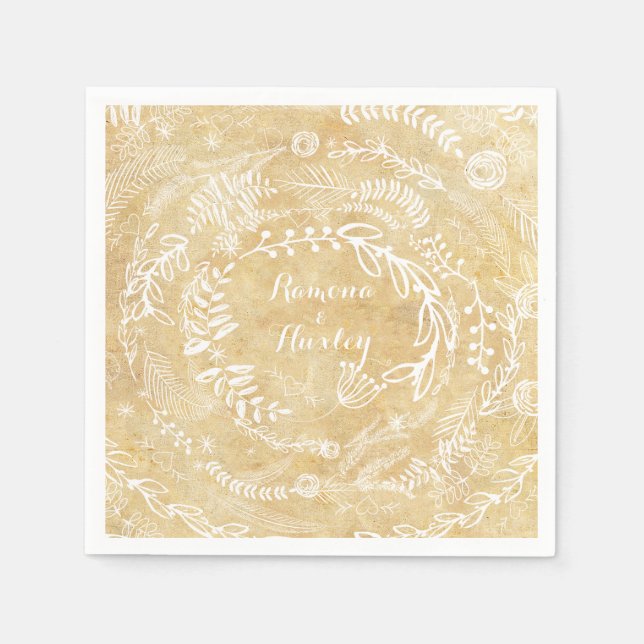 Serviettes En Papier Rustique Chalkboard Floral Garland (Devant)