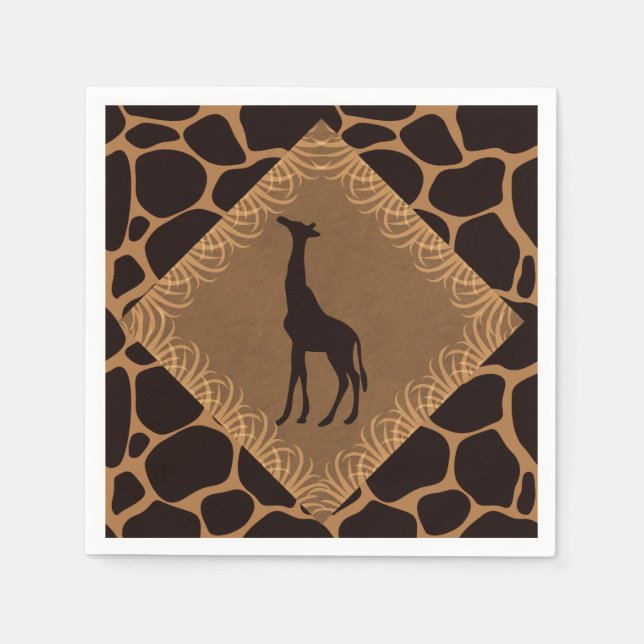 Serviettes En Papier Safari Thème Giraffe (Devant)