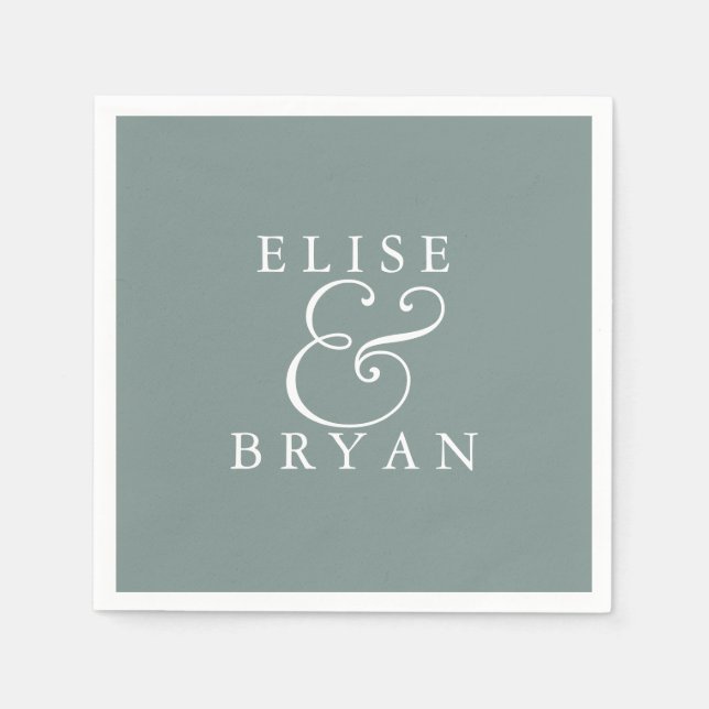 Serviettes En Papier Sage Green Simple Moderne Élégant Mariage Napkin (Devant)