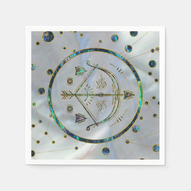 Serviettes En Papier Sagittarius Zodiac Or Abalone sur Constellation (Devant)