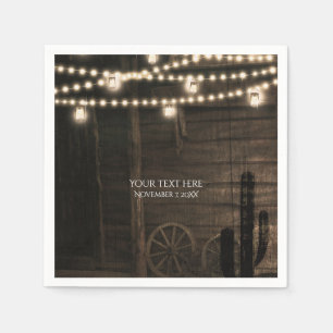 Serviettes En Papier Saloon Western Ancien & Mariage Rustique Lumineux