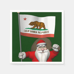 Serviettes En Papier Santa Claus Avec L'Enseigne De Californie