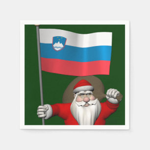 Serviettes En Papier Santa Claus Avec L'Enseigne Slovénie