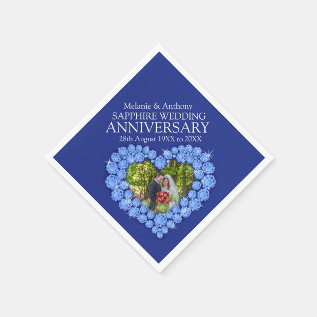 Serviettes En Papier Sapphire Mariage de coeur photo et nom serviettes (Coin)