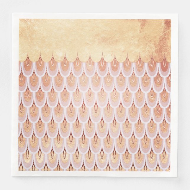 Serviettes En Papier Saumon brillant Parties scintillant rose Sirène éc (Devant)