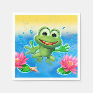Serviettes En Papier Saut de la serviette de partie de grenouille