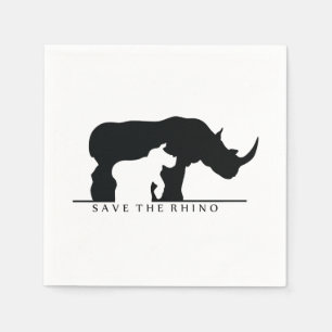 Serviettes En Papier Sauvez le rhinocéros