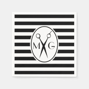 Serviettes En Papier Scissor Monogramme Initiales Hair Styliste Barber 