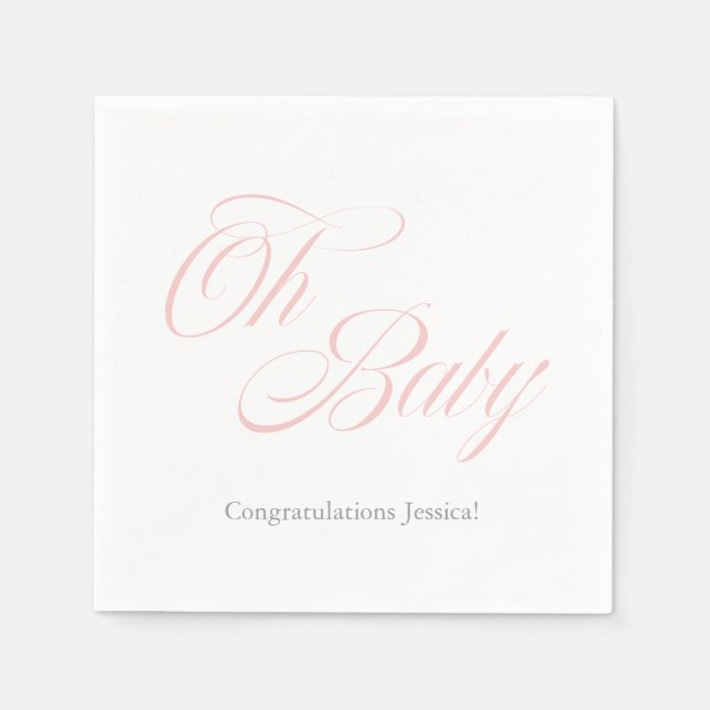 Serviettes En Papier Script Oh Baby | BABY SHOWER | C'est une fille (Devant)